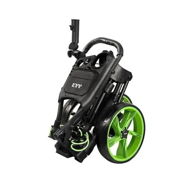 KVV 3 Wheel Golf Push Cart Ultra Lightweight Smallest Folding size, New-Version Scorecard Holder