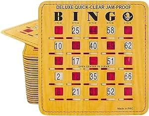 Mr Chips Jam-Proof Quick-Clear Deluxe Fingertip Slide Bingo Cards with Sliding Windows - 10 Pack in Woodgrain Style