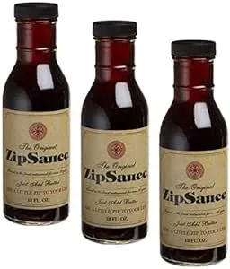 ZipSauce The Original Steak Sauce, Sugar Free, Gluten Free, 100% Vegan, 3-Pack 12 fl.oz. Bottles