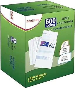 SMELHA Sheet Protectors 600 Page,Page Protector 8.5' x 11' Upgraded Thick Material,for 3 Ring Binder, Top Loading Paper Protector with Reinforced Hol