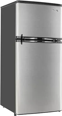 RecPro RV Refrigerator Stainless Steel | 4.4 Cubic Feet | 12V | 2 Door Fridge