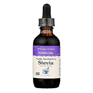 NuNaturals Liquid Stevia, Sugar-Free Sweetener, Plant-Based Sugar Substitute, Zero Calorie, Vanilla, Alcohol Free, 2 oz