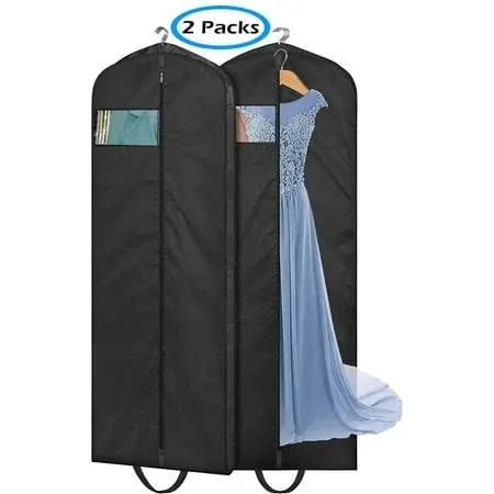 MISSLO 65" Waterproof Garment Bag for Travel & Storage, Black, 2 Pack