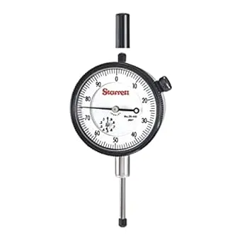 Starrett 25 Series Dial Indicator with Case Stem Cap, Jewel Bearings and Lug-On-Center Back - White Face, 0-1" Range, 0-100 Dial Reading, .001" Graduations - 25-441J WCSC