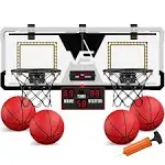 HYES 2 Player Basketball Game, Dual Shot Over The Door Mini Basketball Hoop Indoor with Scoreboard & LED, Basketball Toy Gifts for Kids Boys Girls