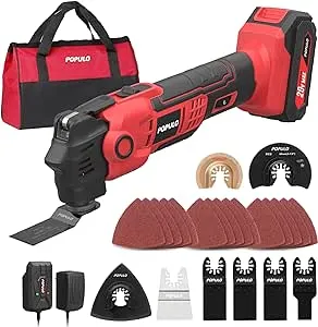 POPULO 20V Cordless Oscillating Tool Kits, 22000 OPM Variable Speed, 4.5° Oscillating Angle Multi Tool, 27 Piece Battery Powered Multi-Tool for