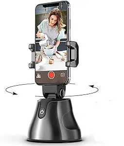 Selfie Stick Tripod 360°Rotation Auto Smart Face & Object Tracking Cell Phone Tripod Holder for Video Recording, Work with Tripod for iPhone Android