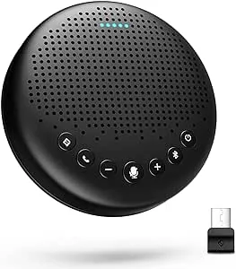 EMEET Conference Speaker and Microphone Luna 360° Voice Pickup w/Noise Reduction/Mute/Indicator USB Bluetooth Speakerphone w/Dongle for 8 People