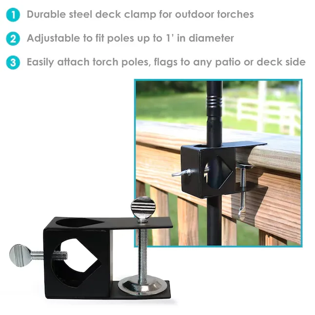 Sunnydaze Decor Metal Torch Stand Deck Clamp, 4-inch, Black, Outdoor Torch Accessory, Easy Installation, Durable Construction Lowes.com