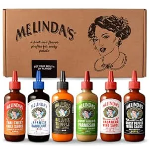 Melinda’s Craft Wing Collection - Craft Wing Sauce & Condiment Gift Set for Buffalo Wings - Black Truffle Hot Sauce, Thai Sweet Chili, Japanese BBQ, G