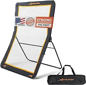 ACELETIQS Lacrosse Rebounder for Backyard 5x7 Feet Baseball Rebounder Volleyball Rebounder - Lacrosse Ball Pitchback, Throwback, Bounce Back Training Wall [Carry Bag Included]