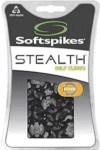 SOFTSPIKES Unisex Adult Black Stealth Golf Cleats, Black/Silver, Clamshell US