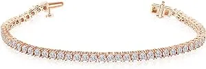 Diamond Muse 1/2 Carat Diamond, Prong Set Rose Gold Rhodium Over Sterling Silver Diamond Tennis Bracelet (Diamond Quality I-J,I2-I3) Size 7 Inches in