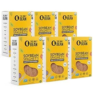 The Only Bean - Organic Soy Bean Spaghetti Pasta - High Protein, Keto Friendly, Gluten-Free, Vegan, Non-GMO, Kosher, Low Carb, Plant-Based Bean Noodles - 8 oz (6 Pack)