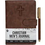 Prazoli Leather Christian Bible Prayer Journal for Men - Study Scripture Notebook & Planner Daily Devotional Undated | Religious Jesus Faith Gifts