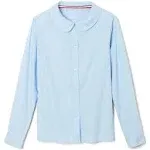 French Toast Girls' Long Sleeve Woven Shirt with Peter Pan Collar (Standard & Plus)