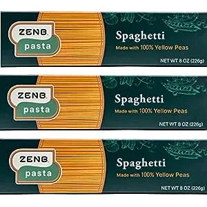 ZENB Plant Based Spaghetti - Made From 100% Yellow Peas, Gluten Free Pasta, Non-GMO, Vegan, Certified Kosher, 17g of Protein & 11g of Fiber In Every 3 oz Serving, Spaghetti - 8 oz Boxes (Pack of 3)