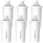 6 Packs Pitcher Water Filter, Replacement for Brita Classic 35557, OB03, Mavea 107007, Brita Pitchers Grand, Lake, Capri, Wave and more, NSF