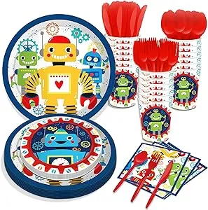 Lide Road Robot Birthday Party Supplies Tableware Kit