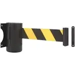 A-KARCK Wall Mount Retractable Belt 16 Foot, Crowd Control Wall Barrier with Steel Case Black and Yellow Belt Works in Any Weather Conditions