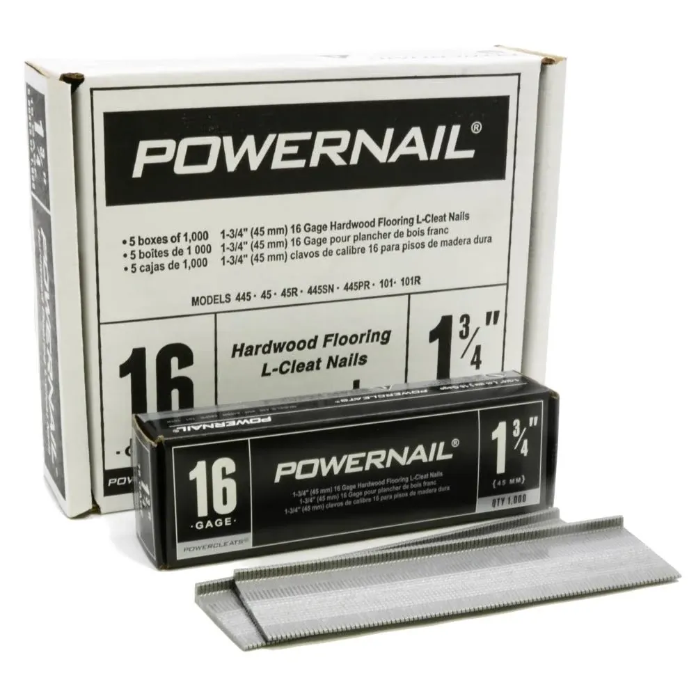 Powernail L175165 16-Gauge 1-3/4-Inch Length L-Cleat Flooring Nails (5000 ct)