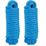 2Pack 15FT 1/2Inch Blue Double Braided Nylon Dock Lines Marine Boat Mooring Rope