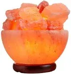 Spantik Himalayan Salt Lamp Bowl with Natural Crystal Chunks, Dimmer Cord and Classic Wood Base Premium Quality Authentic from Pakistan