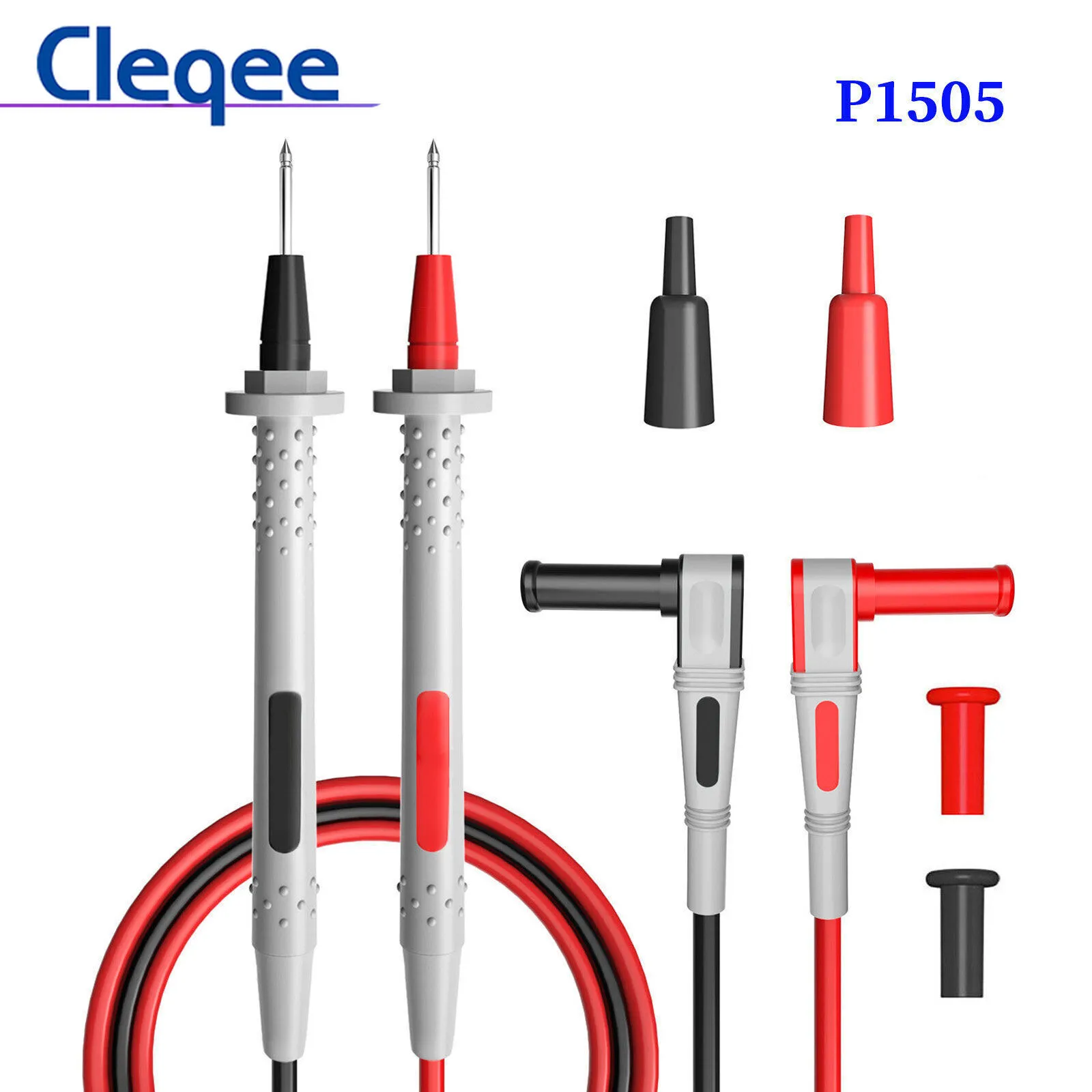 Silicone Multimeter Test Leads Kit with Gold-Plated Precision Sharp Probes 4.9ft