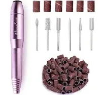 MelodySusie Portable Electric Nail Drill, Compact Efile Electrical Professional Nail File Kit for Acrylic, Gel Nails, Manicure Pedicure Polishing Shape Tools Design for Home Salon Use, Purple