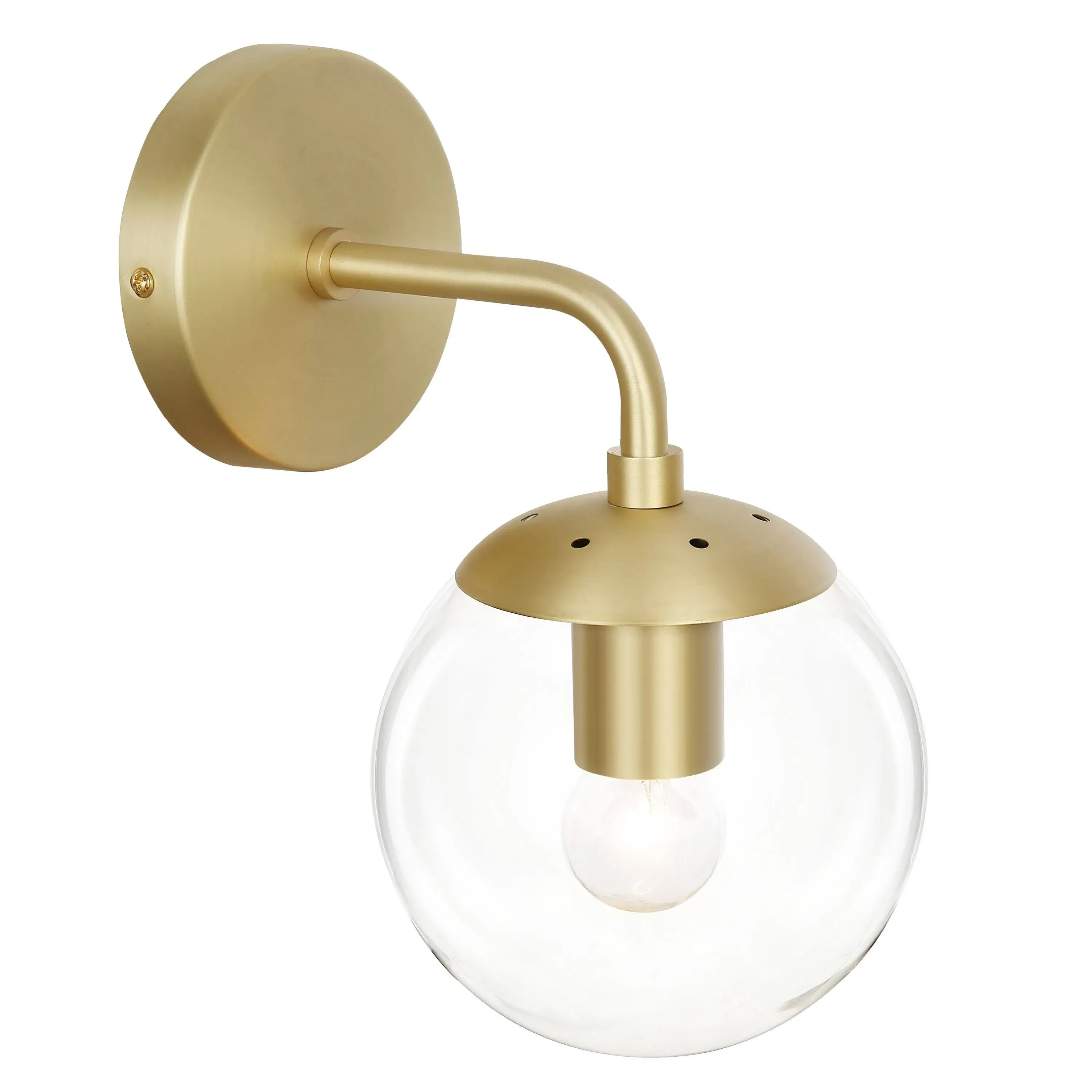 Light Society Zeno Globe Brushed Brass Wall Sconce with clear Shade