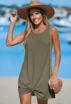 Cupshe Olive Round Neck Sleeveless Twist Cover-Up - Olive - S