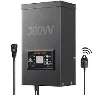 VEVOR 300W Low Voltage Landscape Transformer with Timer and Photocell Sensor Waterproof Landscape Lighting Transformer JGDBYQ300W12VDKKQV1