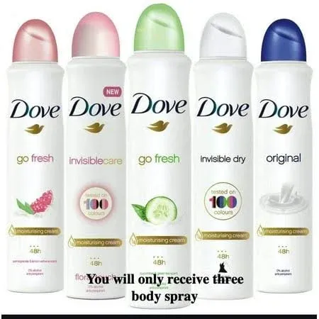 Dove Body Spray Anti-Perspirant/Anit-Transpirant (3X250ml/8.5oz, Mix Within The ...