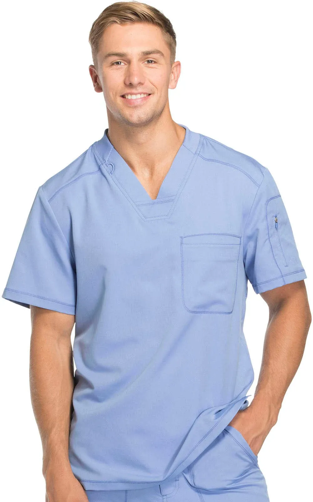 Dickies Men's Dynamix V-Neck Scrub Top Blue S