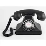 GPO 200 Classic Vintage Phone - Rotary Dial, Cloth Cord, Traditional Bell Ring Tone - Black