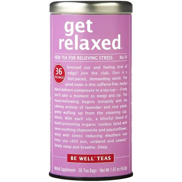 The Republic Of Tea Be Well Red Rooibos Tea - Get Relaxed - No.14 Herb Tea For Relieving Stress, 36 Tea Bag Tin