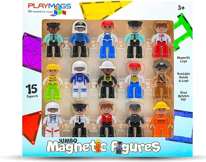 3 inch, Playmags Magnetic Figures Community Set of 15 Pieces