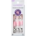 KISS imPRESS No Glue Mani Press On Nails, Design, 'Before Sunset', Multicolor, Short Size, Squoval Shape, Includes 30 Nails, Prep Pad, Instructions Sheet, 1 Manicure Stick, 1 Mini File