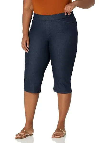 Chic Classic Collection Womens Plus Size Easy Fit Elastic Waist Pull-On Capri