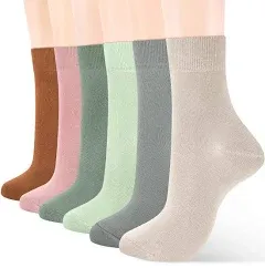 ATBITER Women's Thin Cotton Socks,Soft Cotton Bootie Socks Women Above Ankle Crew Socks (6-Pairs With Present Box)