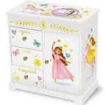 Princess Musical Jewelry Box for Girls - Kids Music Box with Drawers, Fairytale 