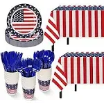 Patriotic Party Supplies,152Pc<wbr/>s American Flag Themed Party Set Party 4th of July