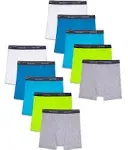 Fruit of The Loom | Boys' Striped Boxer Briefs, Mega Value 10 Pack | L