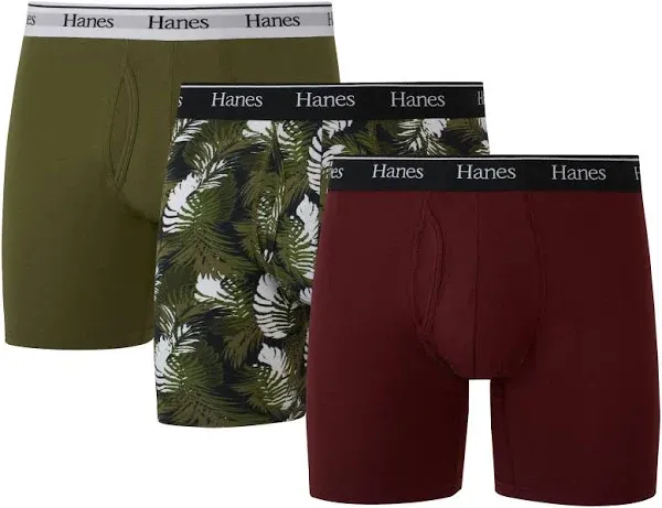 Hanes Originals Men&#039;s Boxer Briefs, Cotton, 3-Pack, XL (40-42)