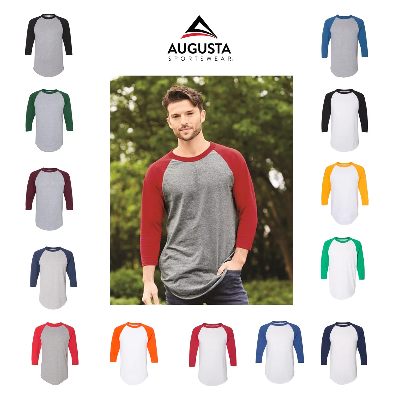 Augusta Sportswear 4420 Baseball Jersey Tee Shirt Three Quarter Sleeve  Reglan