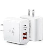 USB C Charger Block, 2-Pack 40W 4-Port USB C Wall Charger Fast Charging Dual Port PD Power Adapter+QC Double Wall Plug Multiport Type C Brick