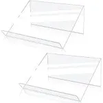 Kamehame Book Stands for Display 2 Pack Slightly Elevated Clear Acrylic Book Display Stand with 15 Ledge Book Easel Antisli