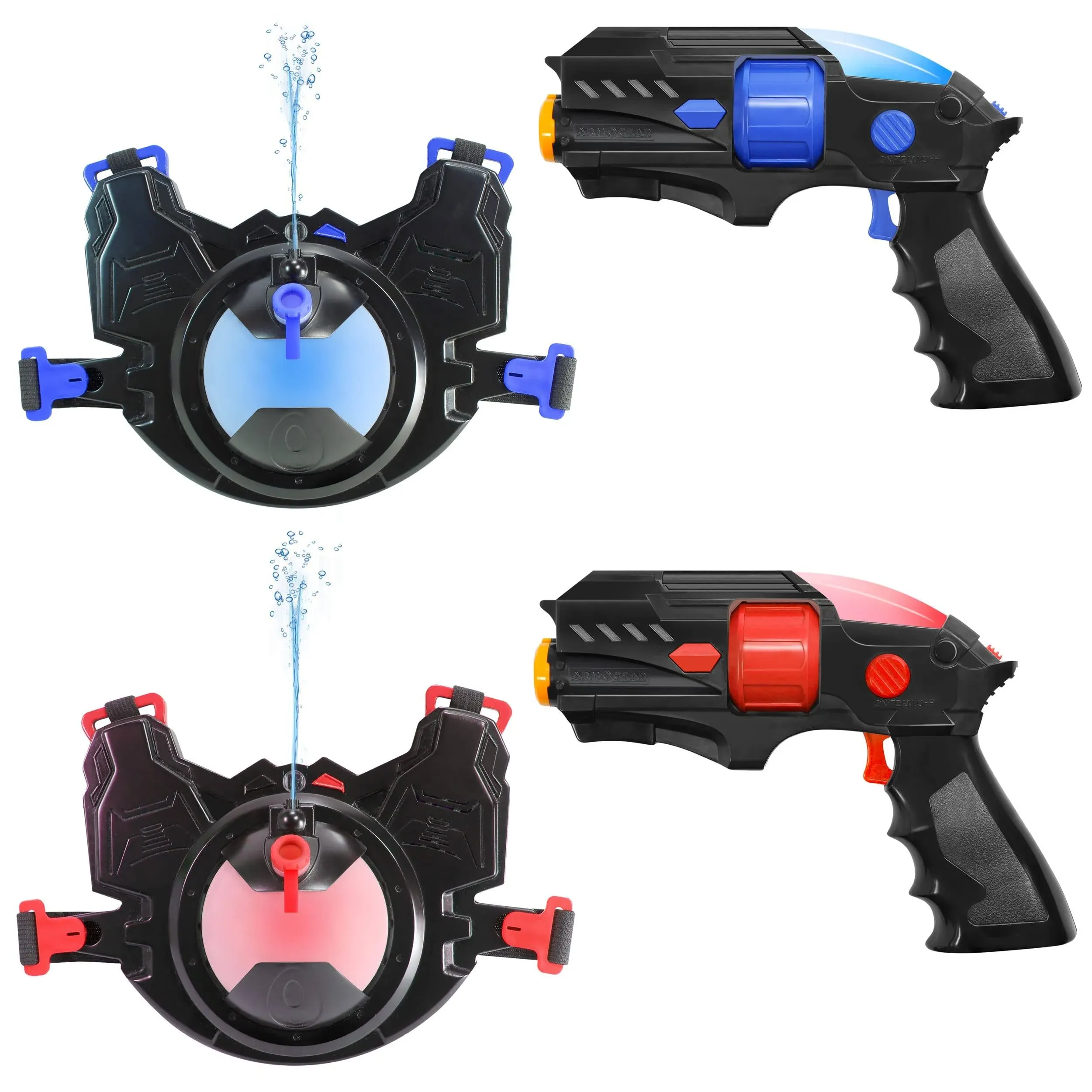 ArmoGear Laser Splash Battle | Kids Water Fights with Laser Tag | 2-Pack Mini Laser Battle Blasters and Water Filled Target Vests | Outdoor Toy for Ages 8+