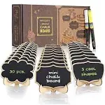 ZaxiDeel Reusable Mini Chalkboard Signs 30 Pcs in 3 Designs for Food Labels, Table Numbers, and Place Cards Display