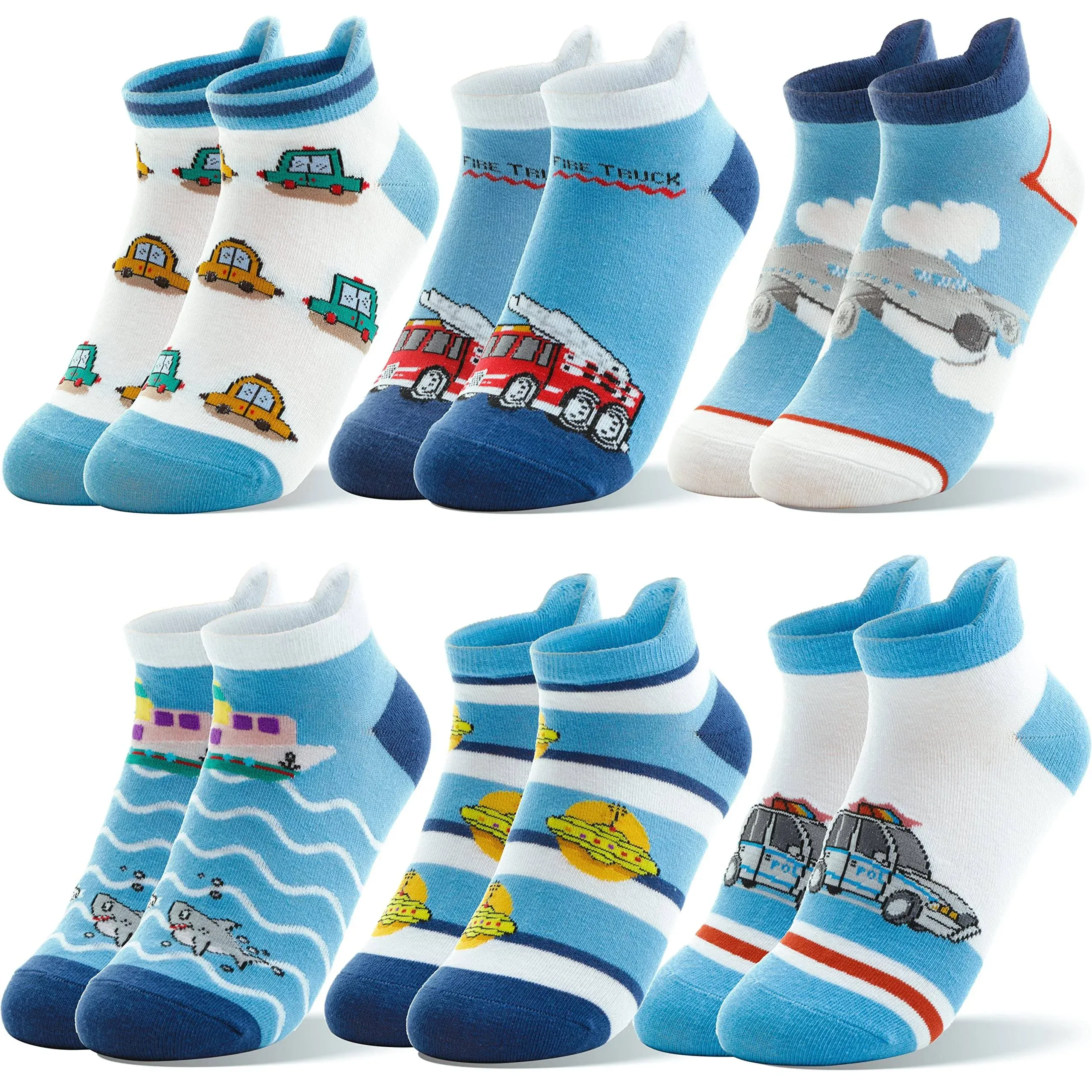 Welwoos Kids Boys Ankle Socks No Show Low Cut Funny Cute Cartoon Novelty Cotton Socks 6 Pairs